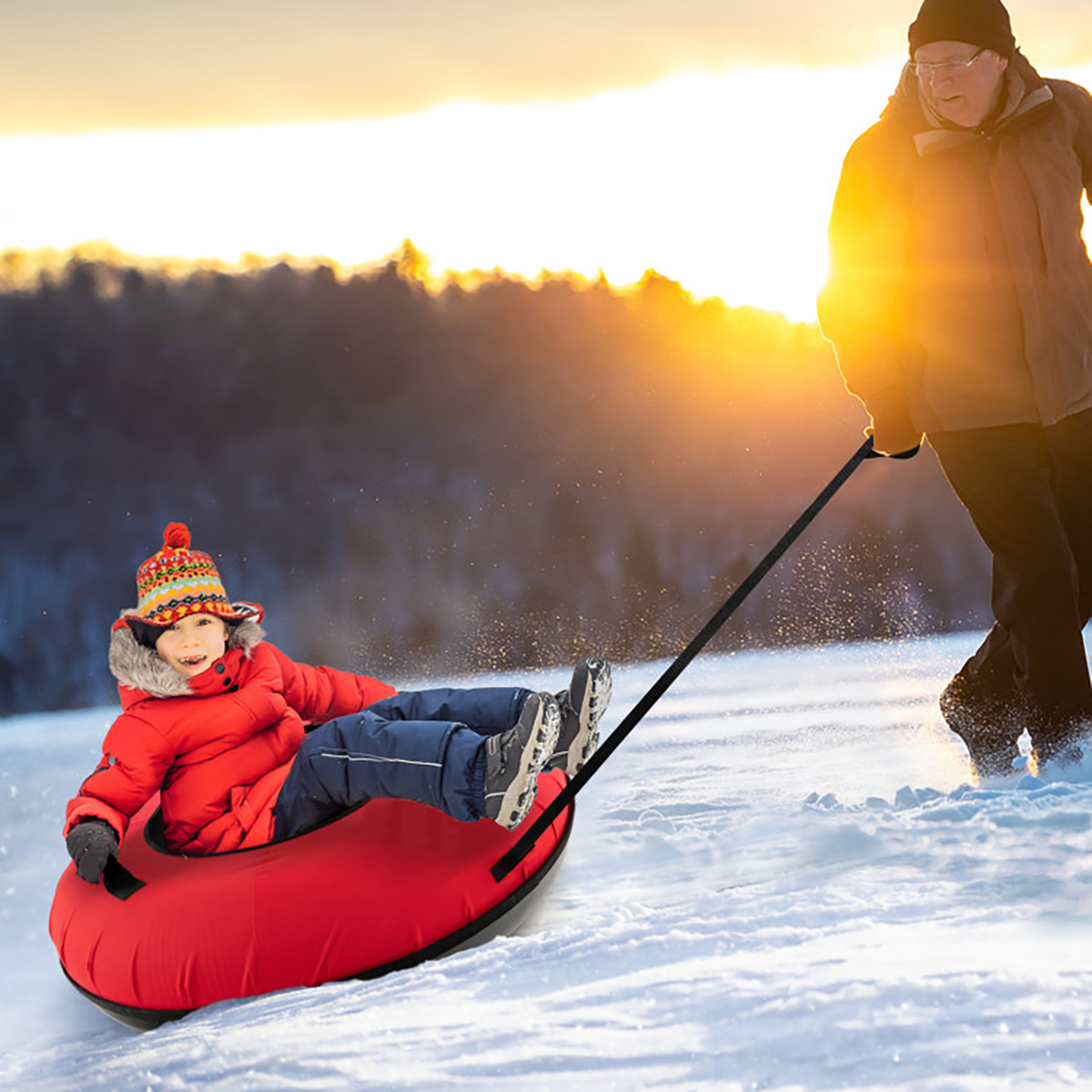 40'' Heavy-Duty Inflatable Snow Sled with Tow Strap