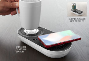 Heating/Cooling Beverage Base with Wireless Charging by Sharper Image