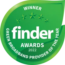 Winner Finder award 2022 Green broadband Provider of the year Award 