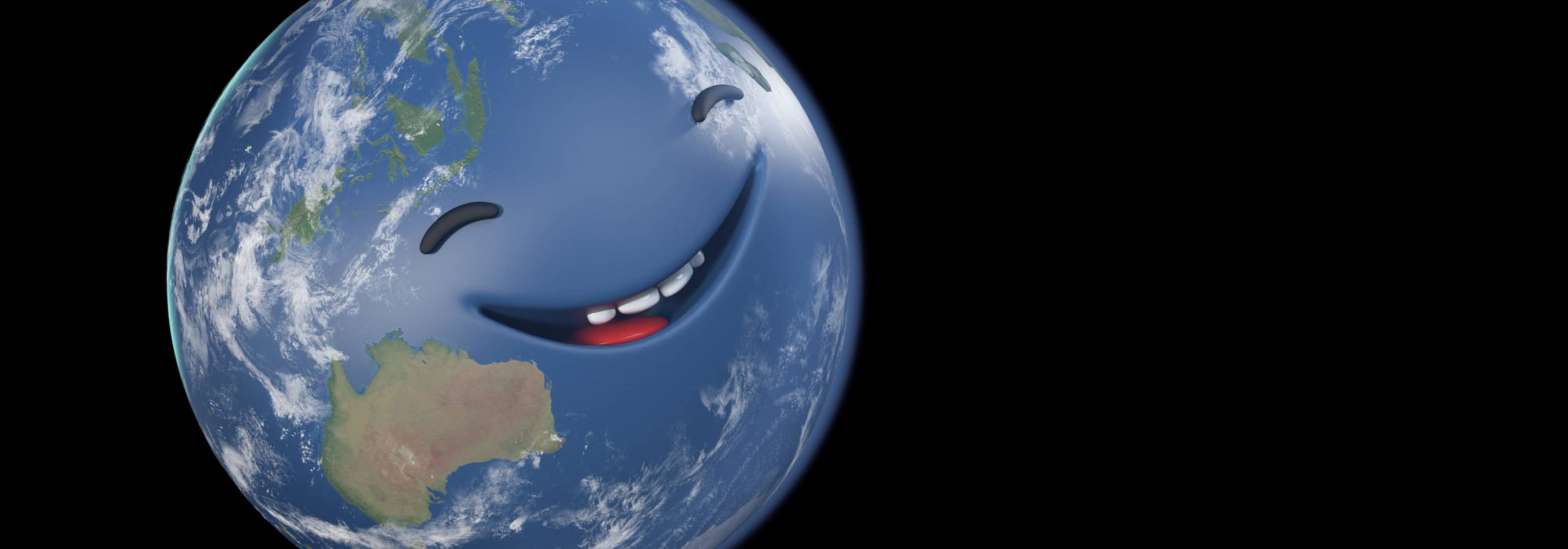 Our very own planet earth smiling with Australia on the side of its face.