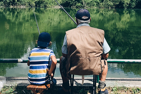 father and son fishing