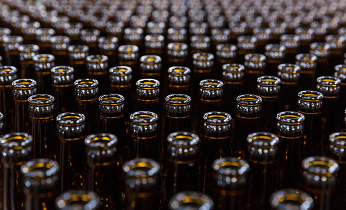 Hundreds of beer bottles