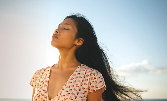 A woman with long, flowing hair.