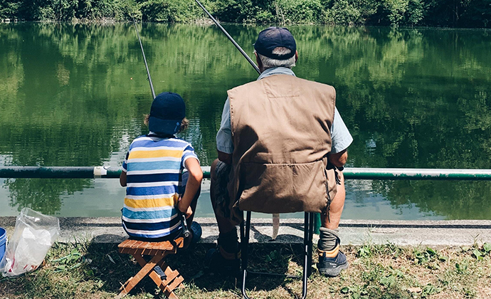 father and son fishing