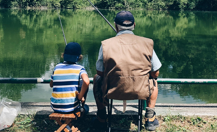 father and son fishing