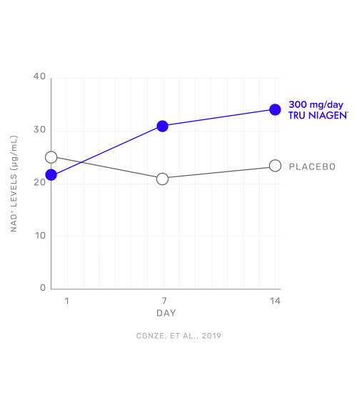 Graph showing 300mg of Tru Niagen vs placebo