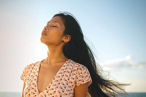 A woman with long, flowing hair.