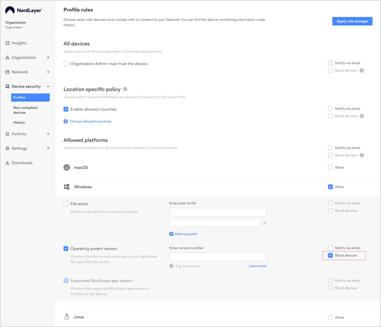 NordLayer Device posture security