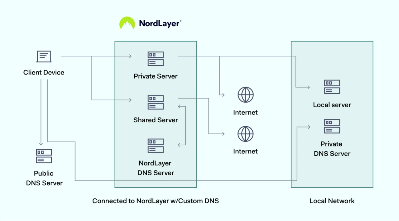 chart of NordLayer's custom DNS solution
