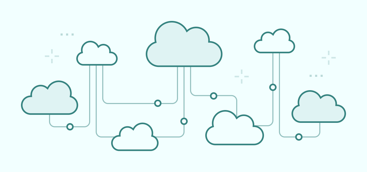 Cloud to cloud transfer illustrative image Cloud to cloud transfer illustrative image