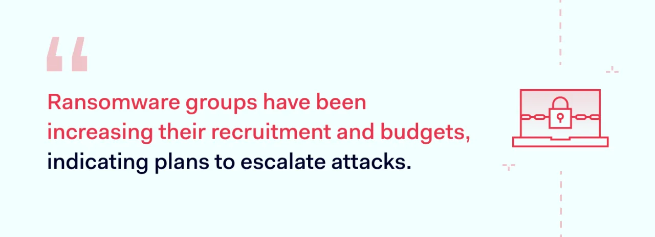 Ransomware groups have been increasing their recruitment and budgets