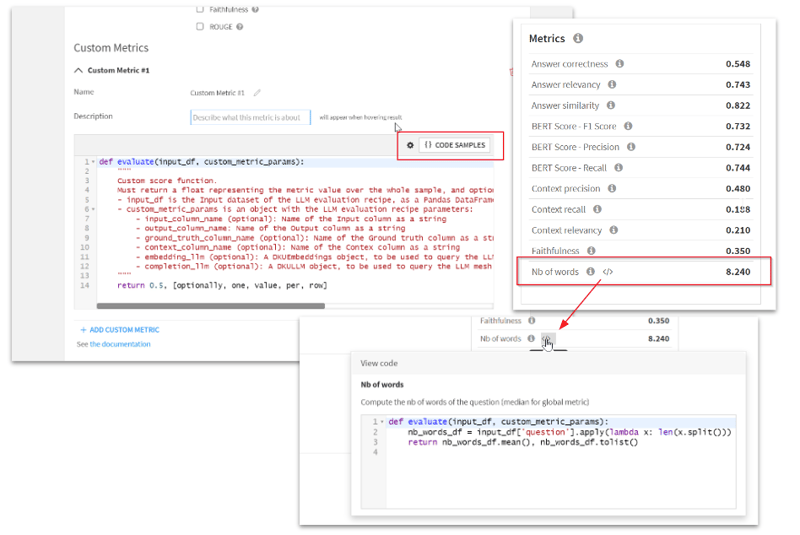 Extend LLM evaluation with custom Python metrics