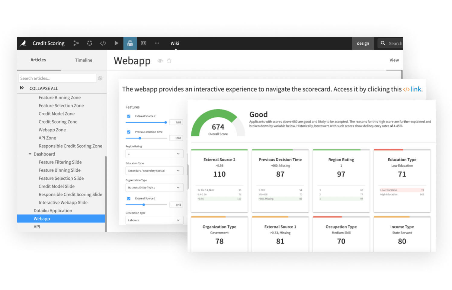 Understand credit scorecard drivers with a visual interface