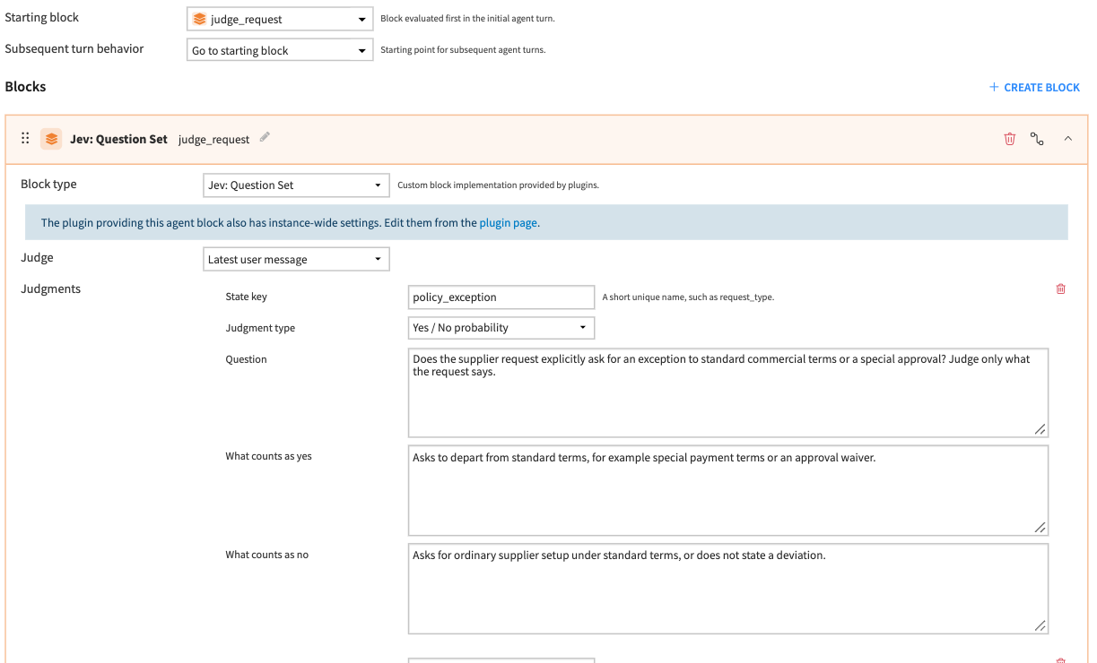 Question Set block in a Structured Visual Agent