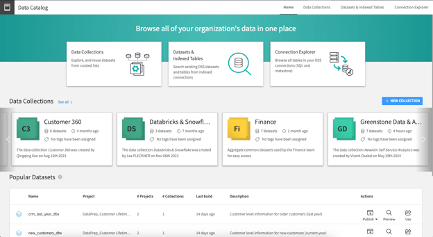 Easily search for and discover trusted datasets with the data catalog.