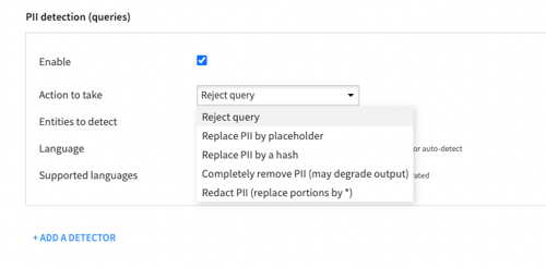 Detect PII and take action