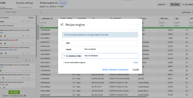 Engine intelligently selected for each recipe 