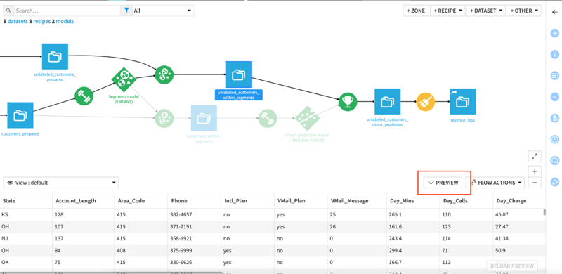 Previews: Explore data from the flow