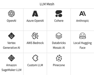 Through the LLM Mesh, Dataiku offers connections to various LLM providers.