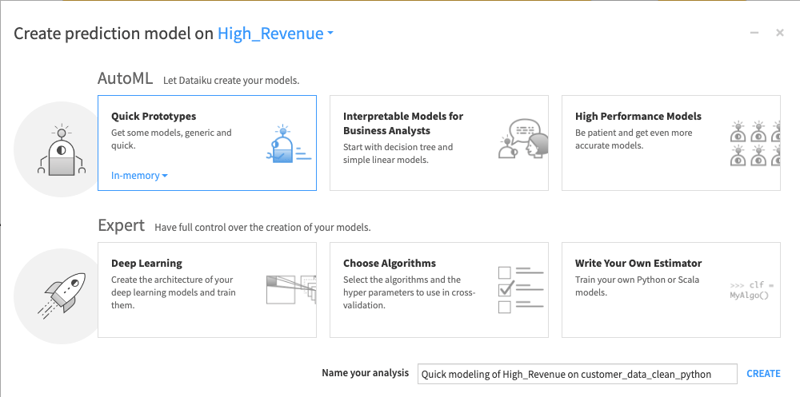 Expanded ML task options