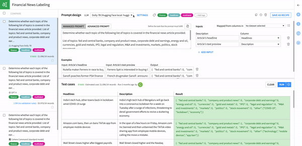 Testing and comparing performance and costs of different LLMs in Dataiku Prompt Studios
