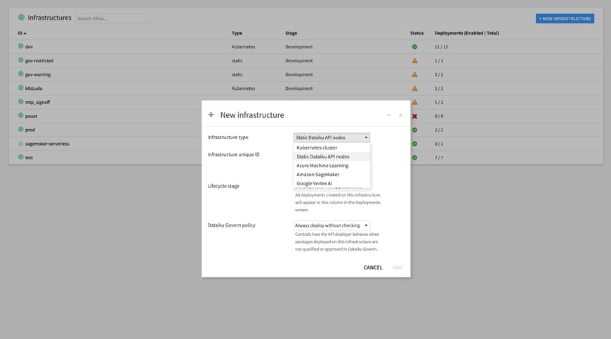 Set up a connection and API infrastructure for your ML platform of choice.