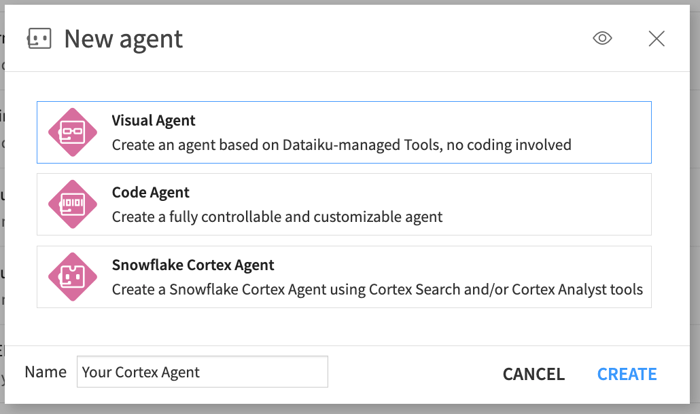 new agent in Dataiku