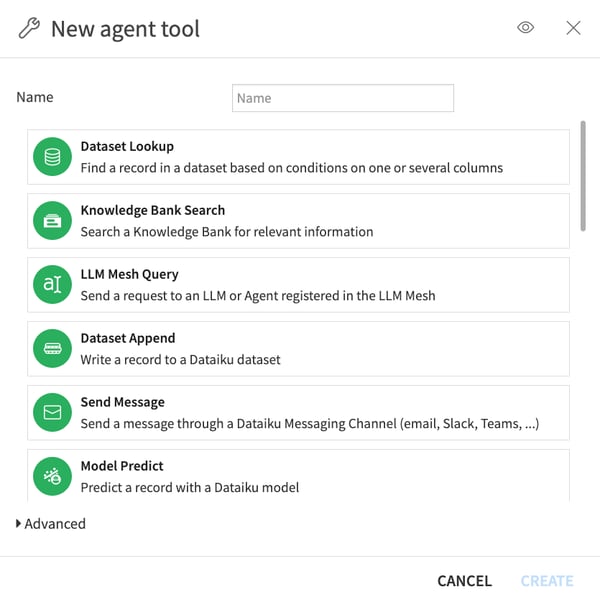 Using agent tools in Dataiku