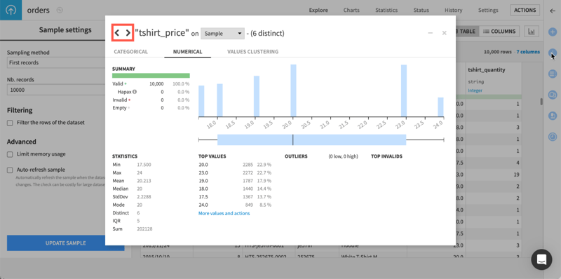 Analyze columns for quality and outliers