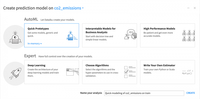 Creating a prediction model on Dataiku