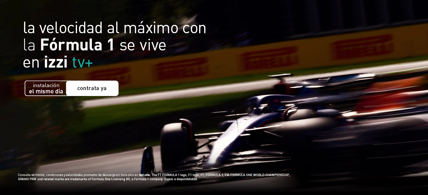 El GRAN PREMIO se vive en izzi tv+. Contrata 200 canales, Sky sports, izzi go y obtén 12 meses de ViX Premium sin costo a solo $199 al mes. Precio con promoción por 3 meses, incluye $50 pesos al domiciliar.