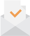 Paper with check mark on it being inserted into an envelope representing sing-up form for email communications