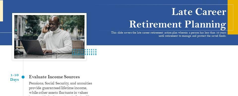 Late career retirement planning retirement analysis ppt portfolio ideas