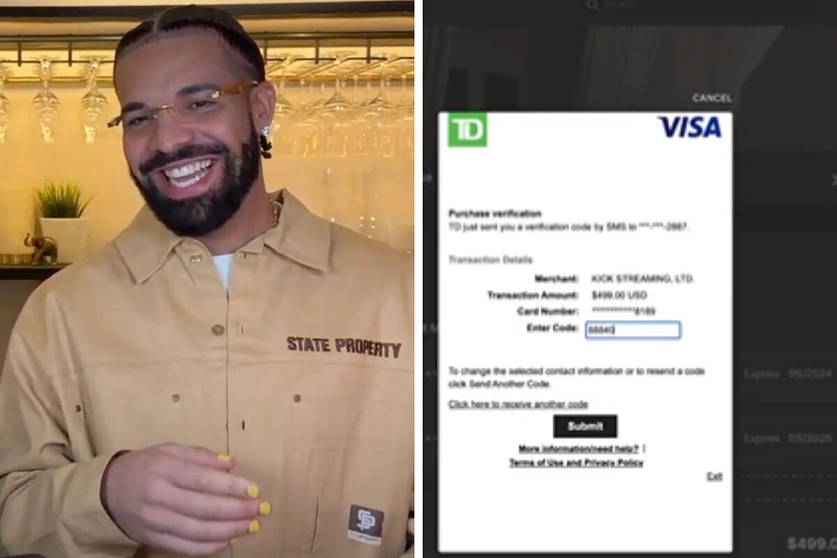 Drake's credit card declines during live stream while rocking yellow 'tips'