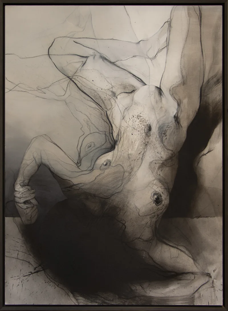 Untitled - 150 x 115 cm -Acrylic and Liquid Charcoal  on Canvas- 2024