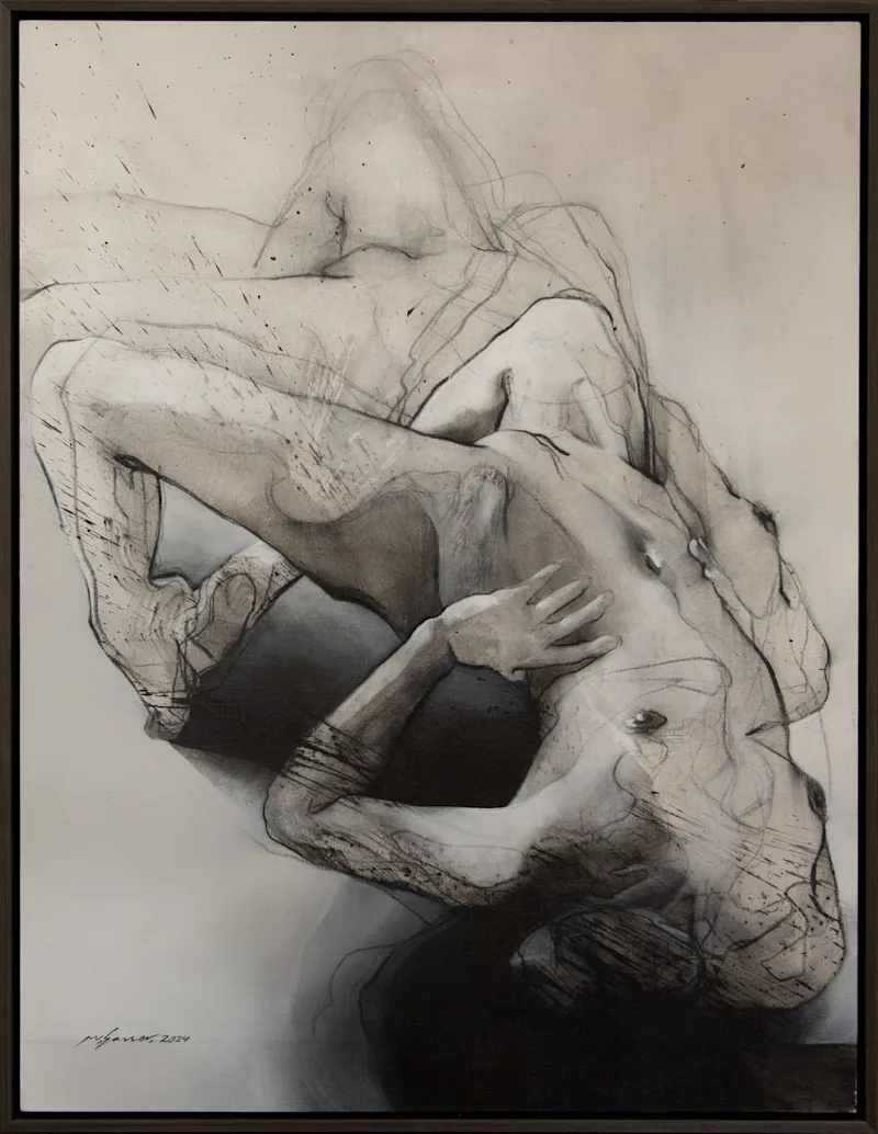 Untitled - 150 x 115 cm -Acrylic and Liquid Charcoal  on Canvas - 2024