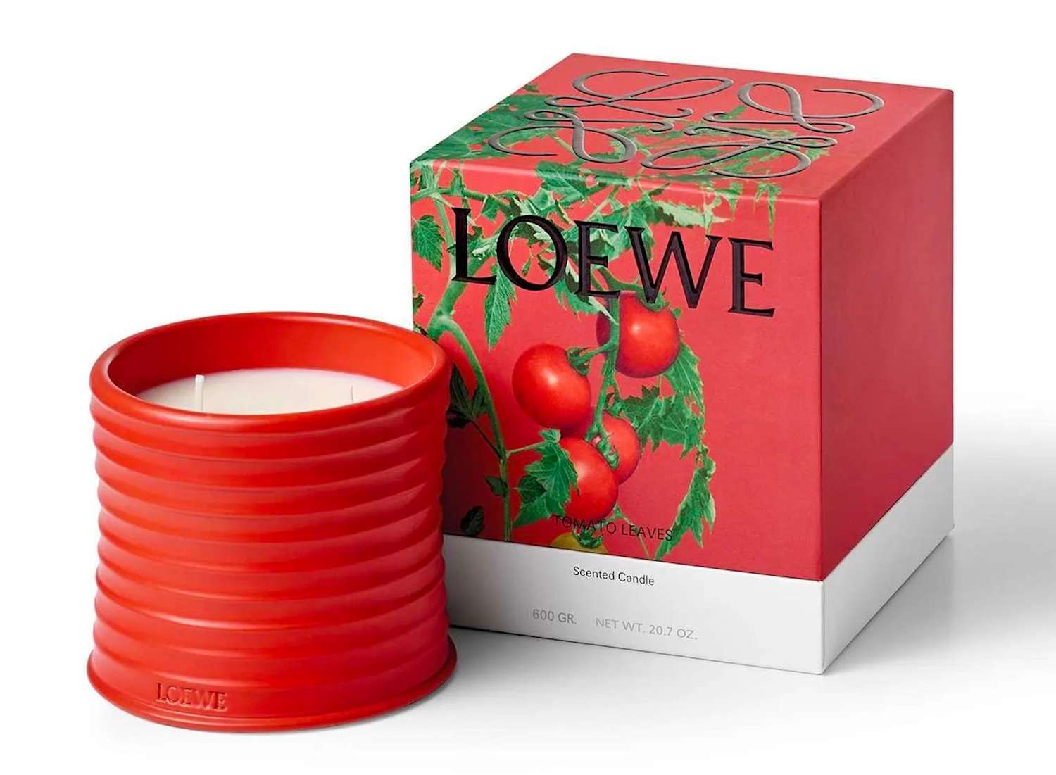 The Tomato Leaves candle from red-hot fashion label Loewe. The smallest candle sells for $104 while the large size is $433; Courtesy of Loewe.