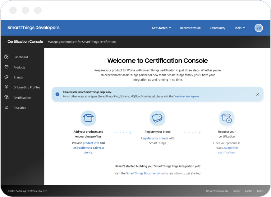 Certification Console screenshot
