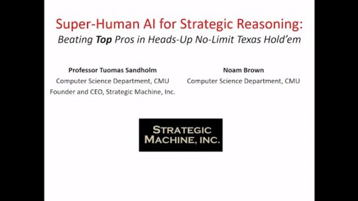Techcast-Video Super-Human AI for Strategic Reasoning: Beating Top Pros in Heads-Up No-Limit Texas Hold’em