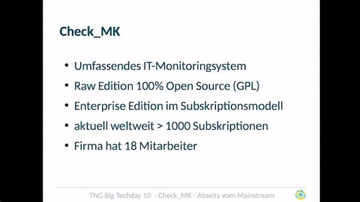Techcast-Video Check_MK - Softwarearchitektur abseits vom Mainstream