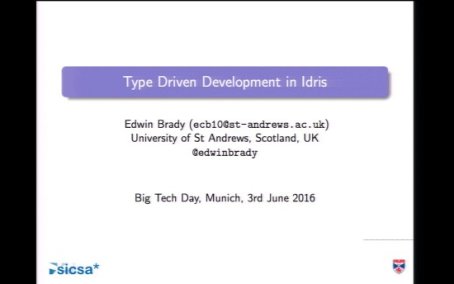 Techcast-Video Type-driven Development with Idris