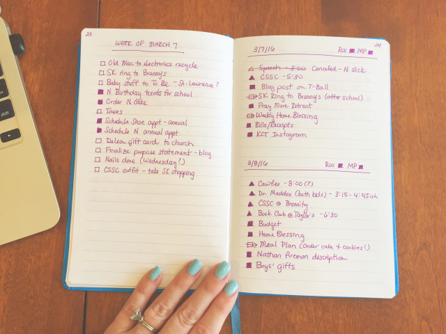 bullet journal on lined paper