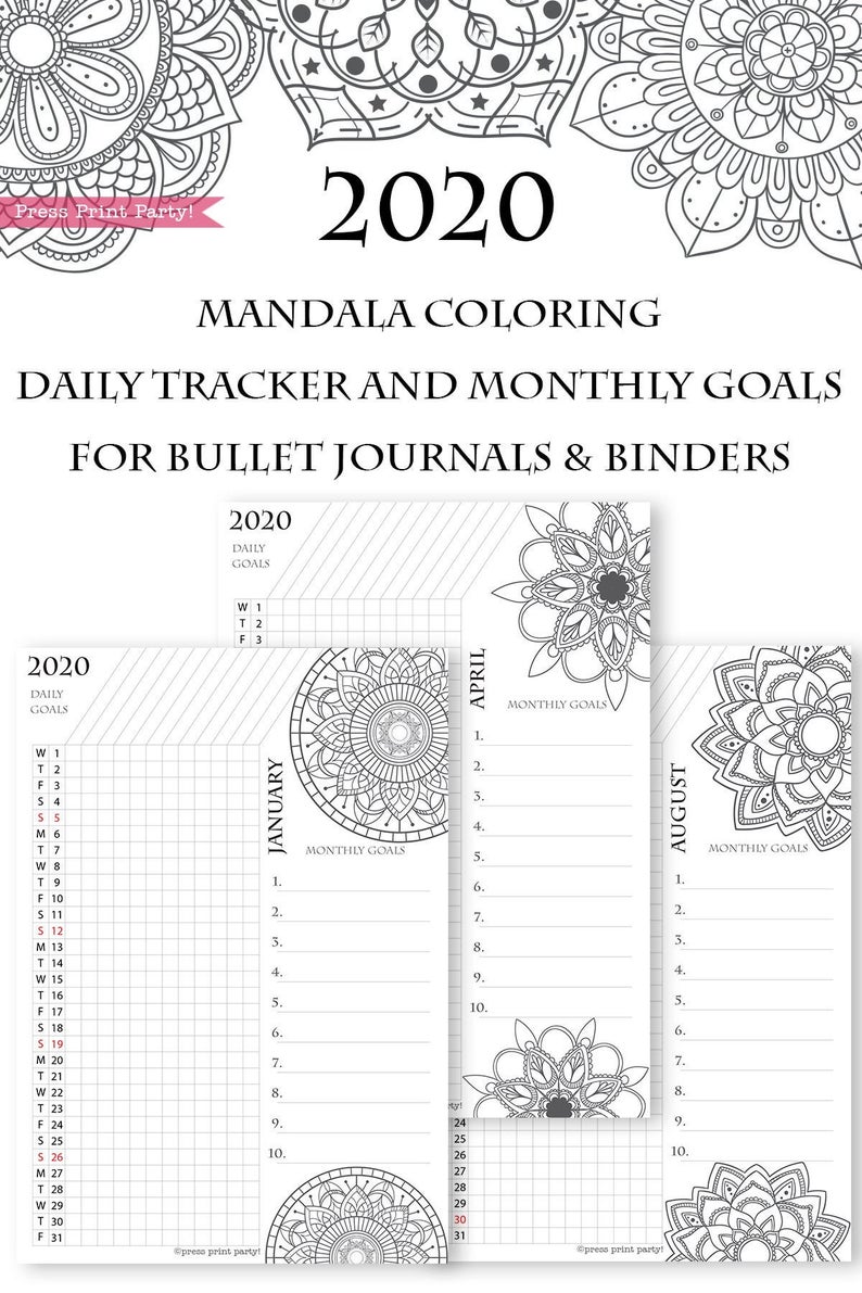 2024 Calendar Bundle for Bullet Journals or Binders, Mandala [Printable]