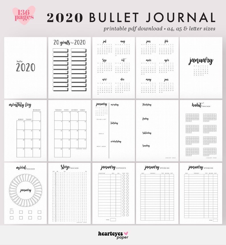 Printable Bullet Journal - Fall Themed - Planner Kit, PDF