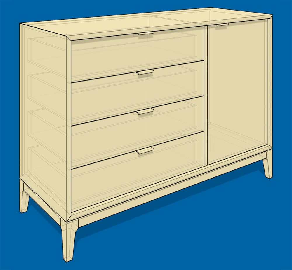 SketchUp model of a dresser.
