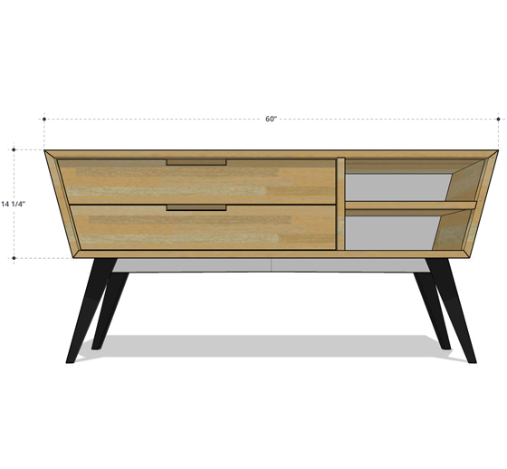 SketchUp-Modell einer Fernsehkonsole.