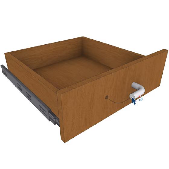 Woodworking Design App; wood drawer being modeled
