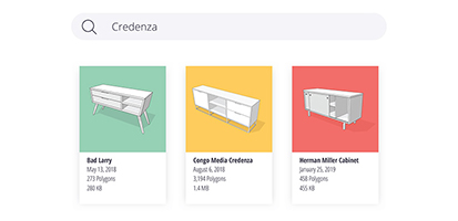Three media cabinet options from 3D Warehouse