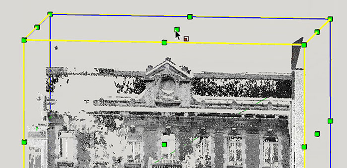 Point Cloud image of a building facade.