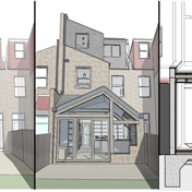 3D model of the exterior of a house.